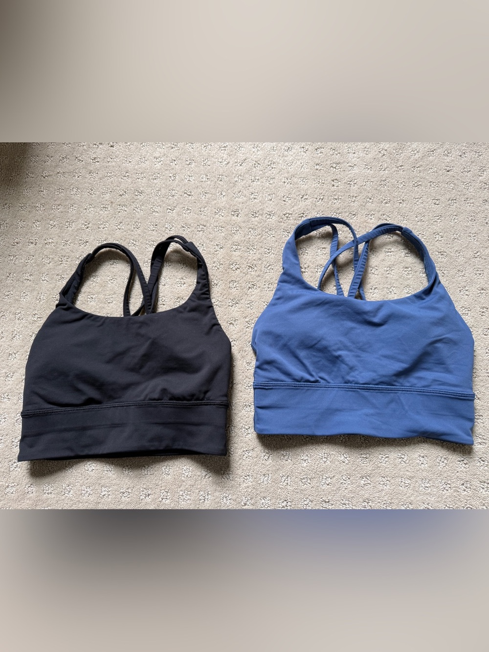 Lululemon Energy Longline Sports Bras - Black & Blue. Like new. Size 2. Pfsf.